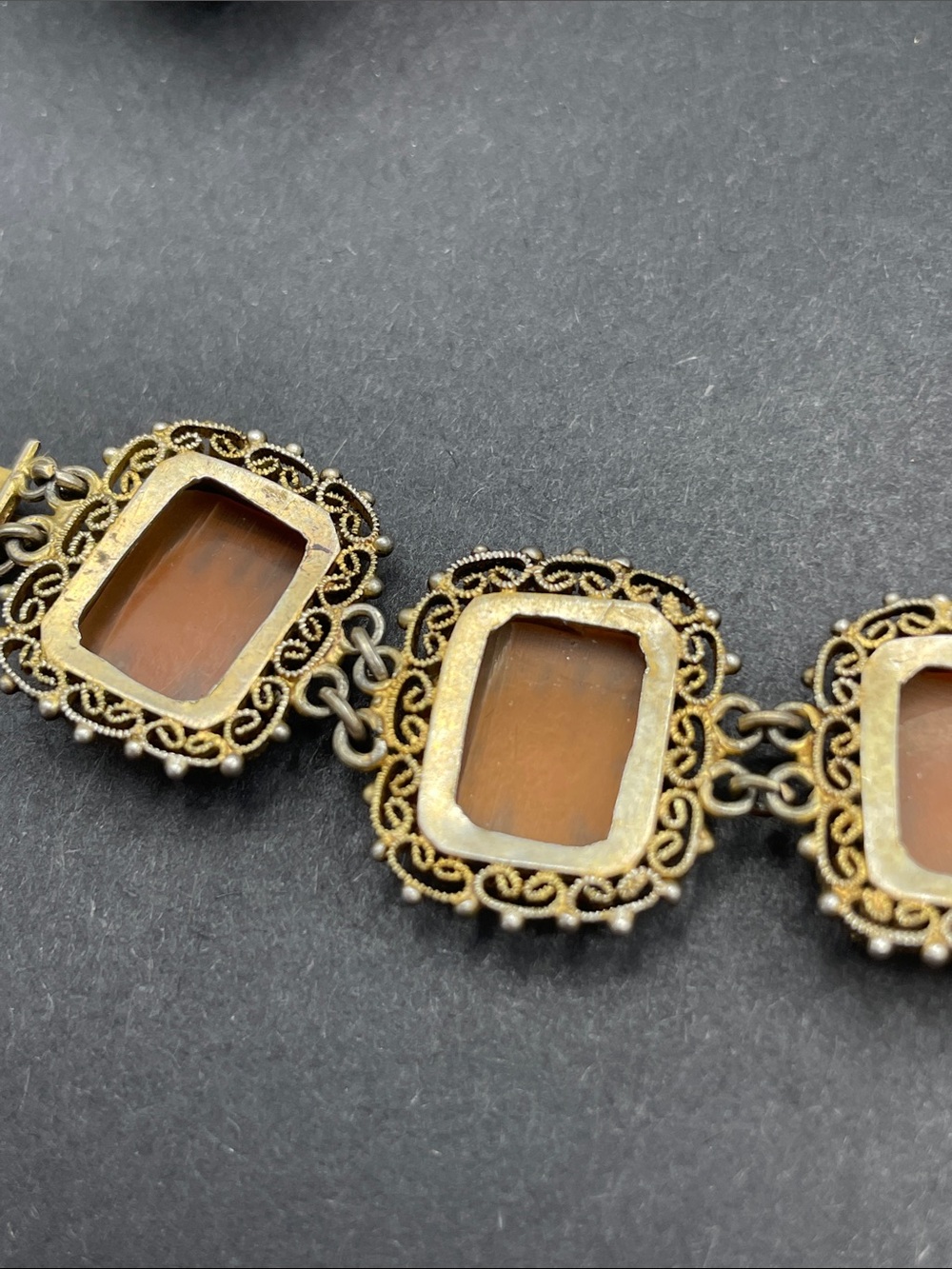 Three graces shell cameo panel vermeil bracelet vintage - Picture 9 of 10